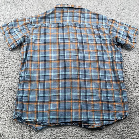 Columbia Shirt Mens Large Blue Orange Plaid Short Sleeve Button Up Regular Fit - Picture 3 of 9